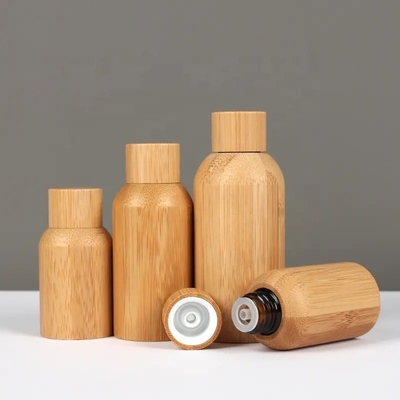 15ml 30ml 50ml Empty  Bamboo Cosmetic Essential Oil Glass Bottle Screaw Cap