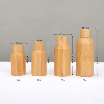 15ml 30ml 50ml Empty  Bamboo Cosmetic Essential Oil Glass Bottle Screaw Cap