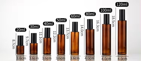 30ml 50ml 80ml 100ml  Amber Cosmetic Glass Pump Bottles Refillable Spray Bottle