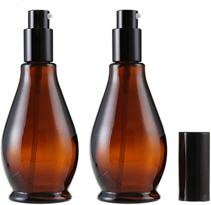 100ml Amber Glass Travel Bottles Cosmetic Cream Pump Bottle Dispenser Container