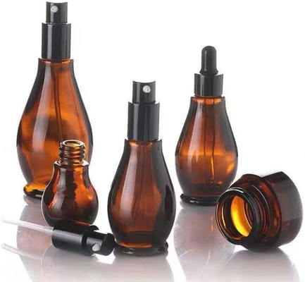 100ml Amber Glass Travel Bottles Cosmetic Cream Pump Bottle Dispenser Container