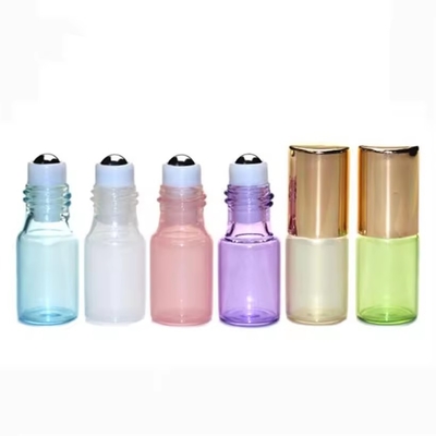 3ml Empty Glass Essential Oil Roller Bottle with Steel Ball and Gold Cover