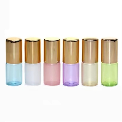 3ml Empty Glass Essential Oil Roller Bottle with Steel Ball and Gold Cover