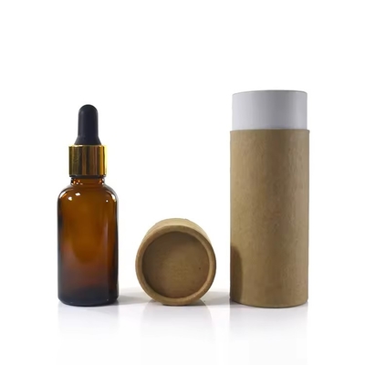 Empty Glass Essential Oil Bottle With Dropper Cap Recycled Kraft Packaging