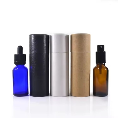 Empty Glass Essential Oil Bottle With Dropper Cap Recycled Kraft Packaging