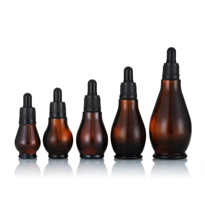 Empty Matte Brown Refillable Essential Oil Bottles  With Dropper Cap 30ml 50ml