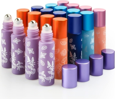 10ml Glass Roll on Bottle with Stainless Steel Roller Balls,Metal Aluminum Lid