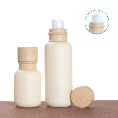 110ml 47/400 Screw Cap Glass Cosmetic Bottles Jars With Bamboo Lids 47mm