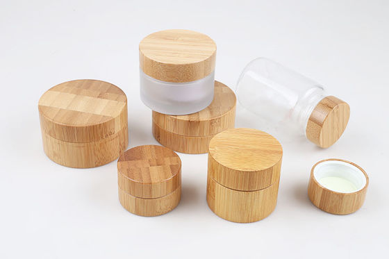 47mm 35ml Refillable Cosmetic Packaging  Jars With Bamboo Lids 28/400